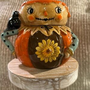 Whimsical Harvest Scarecrow Ceramic - Orange and Brown
